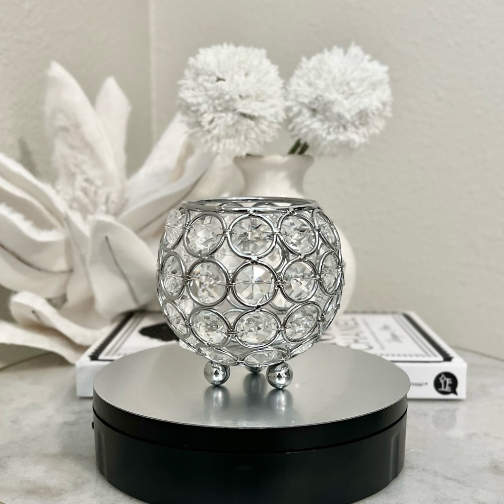 Crystal Silver Bowl Candle Holder